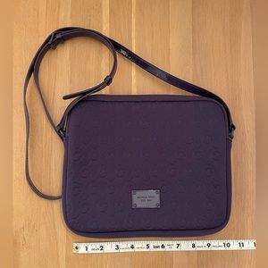Michael Kors purple IPad crossbody bag with patent leather strap